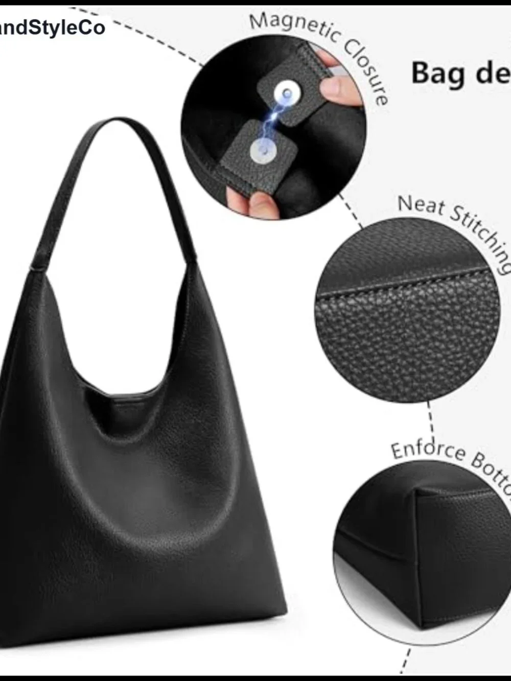 KALIDI Slouchy Hobo Bag Vegan Leather Shoulder Tote Weekender Everyday Purse